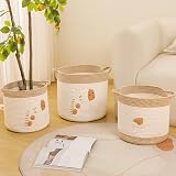 INough Large Giraffe Embroidered Cotton Rope Blanket Basket 14x14 view 4