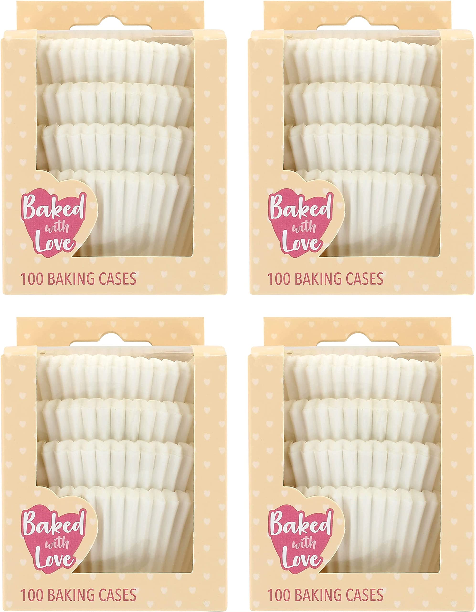 Baked with Love White Cupcake Cases, 50mm Baking Cups, Greaseproof Paper Cases for Muffins and Cupcakes, Pack of 600 (50541)