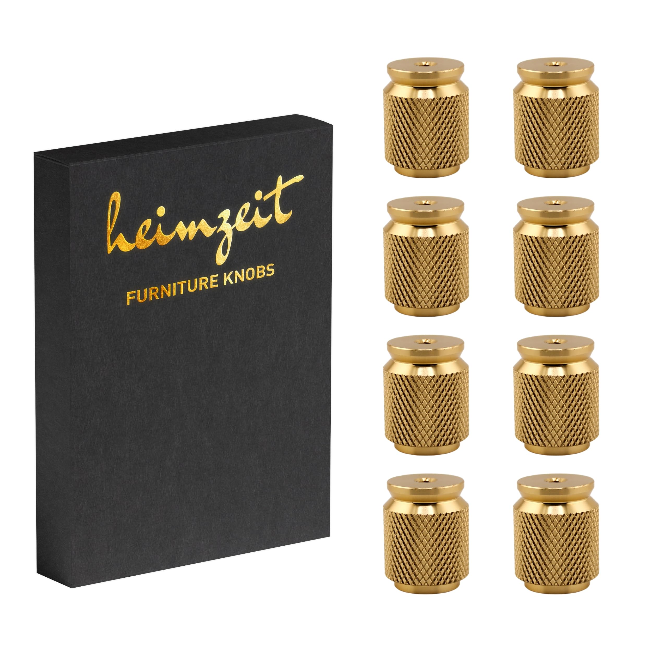 heimzeit Cabinet Knobs Core for Doors, Drawers, and Dressers Made of Aluminium [8 Pieces, Round] Color: Gold, Stylish Design, Furniture Knobs with Single Hole Grip and Screws