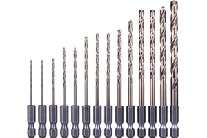 NordWolf 14-Piece M35 Cobalt Drill Bit Set for Stainless Steel, Hard Metals & Cast Iron, Jobber Length with 1/4" Hex Shank, S