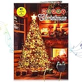 TIKLANA Christmas Cards with Lights and Music, Magical Light Up Christmas Tree & Fireplace Design, Handmade Musical Xmas Wint