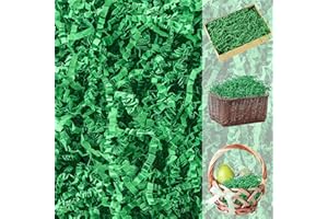 CIPOWM 16oz Easter Grass Crinkle Cut Paper Shred, Green Raffia Paper Shred Filler Shredded Paper Grass for Gift Wrapping Craft DIY Gift Bag Box Filling Party Supply(Dark Green)