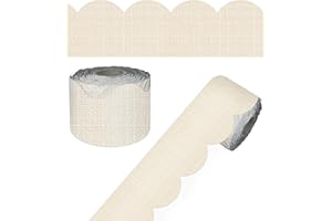 CARSON DELLOSA EDUCATION Carson Dellosa Farmhouse 65 Ft Neutral Linen Bulletin Board Borders, Modern Farmhouse Classroom Borders for Bulletin Board, White Board, Cork Board, and Classroom Décor, Bulletin Board Trim