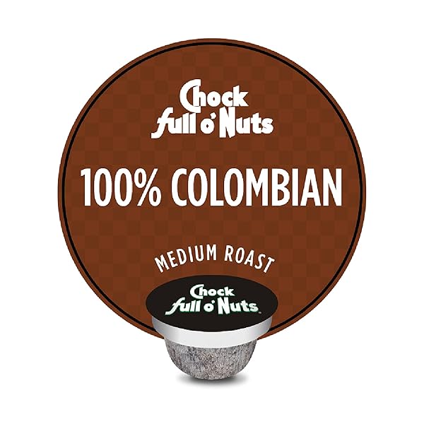 CHOCK FULL O’NUTS COLOMBIAN MEDIUM ROAST, K-CUP COMPATIBLE PODS (18 COUNT) – ARABICA COFFEE IN ECO-FRIENDLY KEURIG-COMPATIBLE SINGLE SERVE CUPS