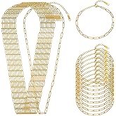 Swyabi 20 PCS Gold Plated Necklace Bracelet Chains Bulk Stainless Steel Paperclip Chain with Extender for Jewelry Making