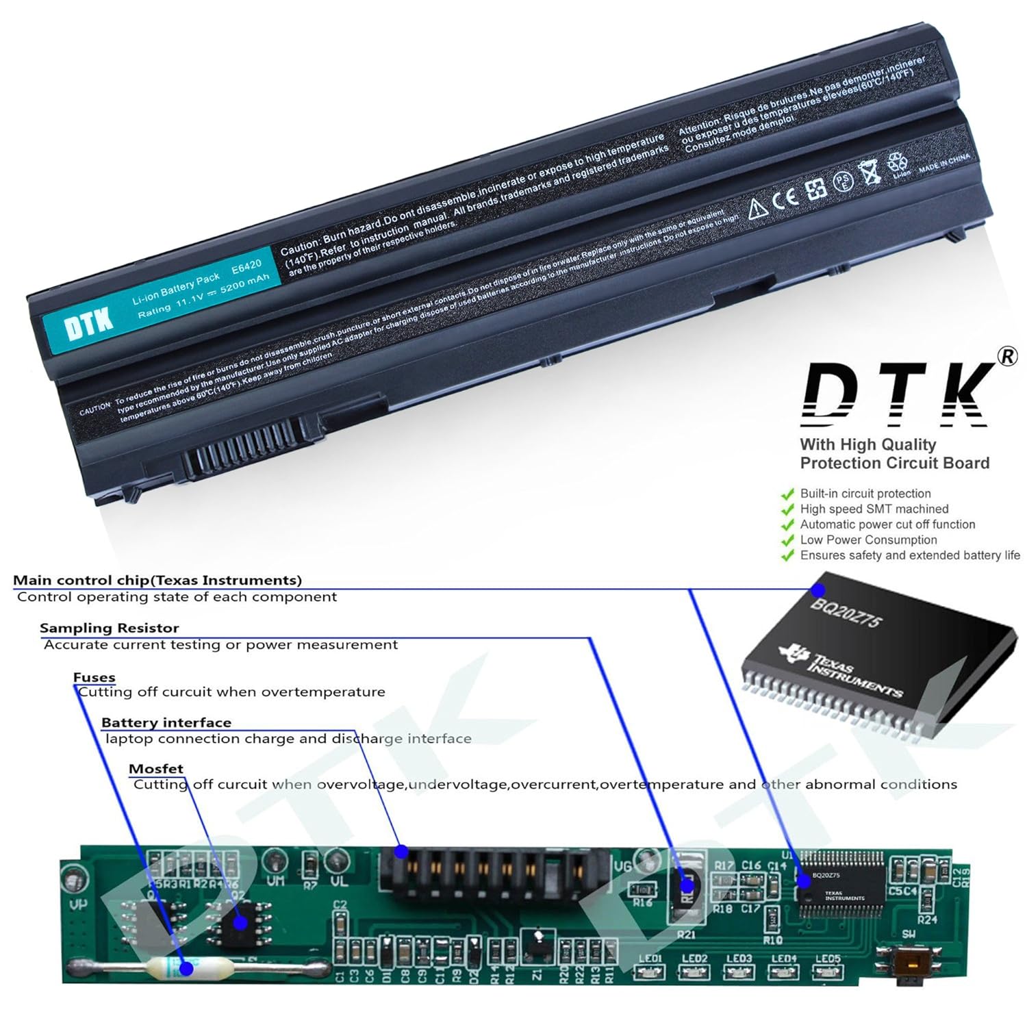 Dtk battery for Dell E5420 E5430 E5530 E6420 E6430 E6520 E6530 Inspiron  4420 5420 5425 7420 7520 4720 5720 7720 M421R M521R N4420 N4720 N5420 N5720  N7420 ...