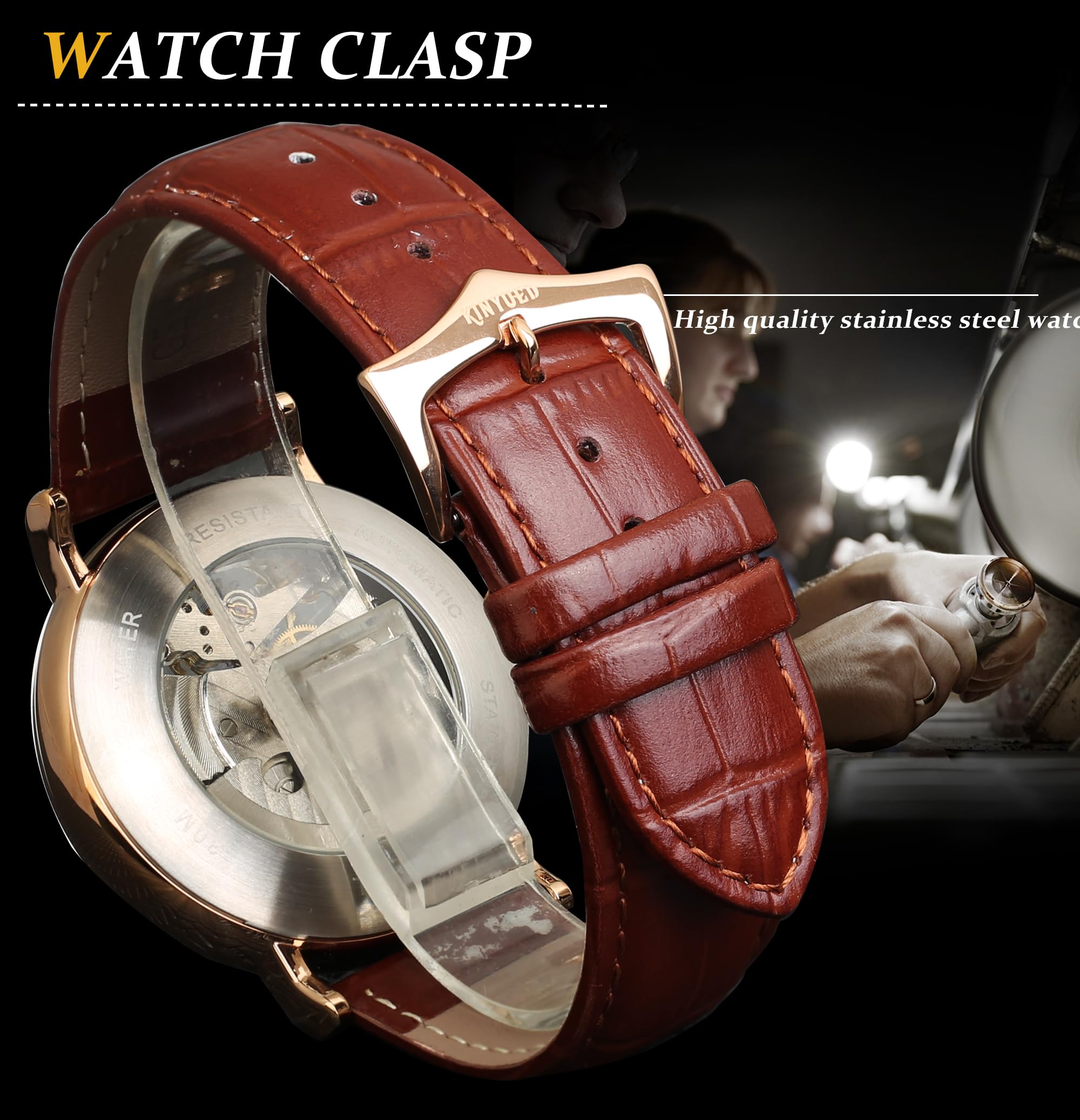 FORSINING Automatic Mechanical Watch, Self Winding Skeleton Watch for Mens, Mechanical Tourbillon Steampunk Fashion Men Watch Date Day Dress Watch Gift for Men