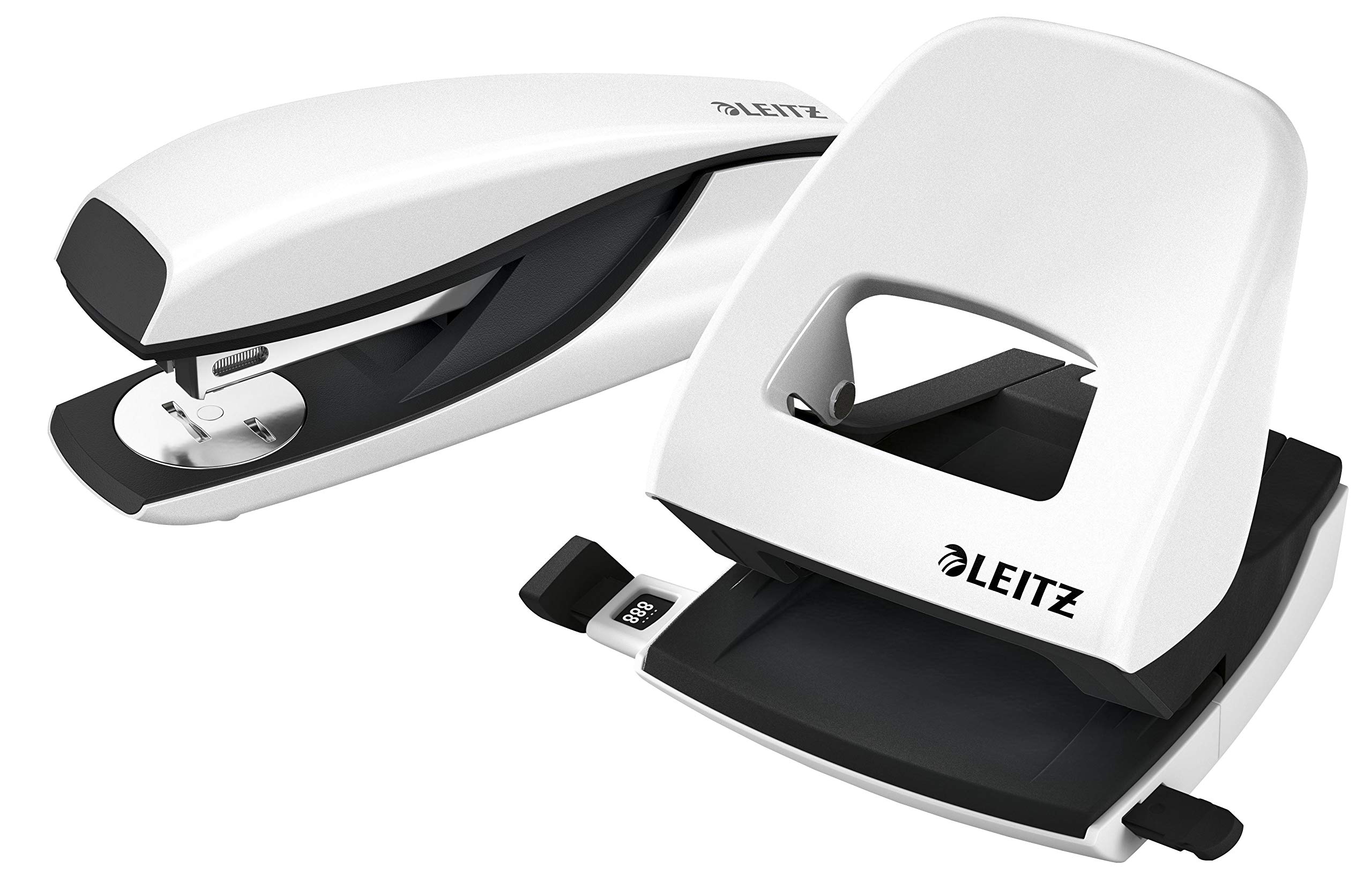 Leitz 50951001 Stapler and Hole Punch Set, Staple or Punch Up to 30 Sheets, Includes Staples, WOW Range, White — image 1