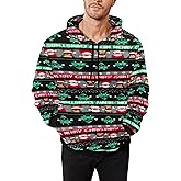 Runcati Mens Ugly Christmas Sweatshirt Fuzzy Sherpa Long Sleeve Hoodie Printed Kangroo Pocket Soft Pullover Tops