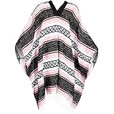 Artisans Bazaar Traditional Mexican Baja Poncho Men and Women Authentic Gaban Serape Sarape Blanket Pancho Jorongo Cowboy