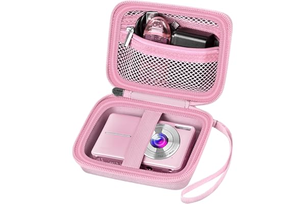 ALKOO Digital Camera Case for CAMKORY, Camera Pouch for KODAK Pixpro -Pink | for Lecran/ VAHOIALD Point and Shoot Camera, Hard Carrying Case with Mesh Pocket, Compact for Vlogging, Travel and Storage