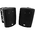 Dual Electronics LU63PB 6.5" 3-Way High Performance Outdoor Indoor Speakers | Effortless Set Up | Home, Pool, Patio, Garage Use | Weather Resistant | Expansive Stereo Sound Coverage | Black