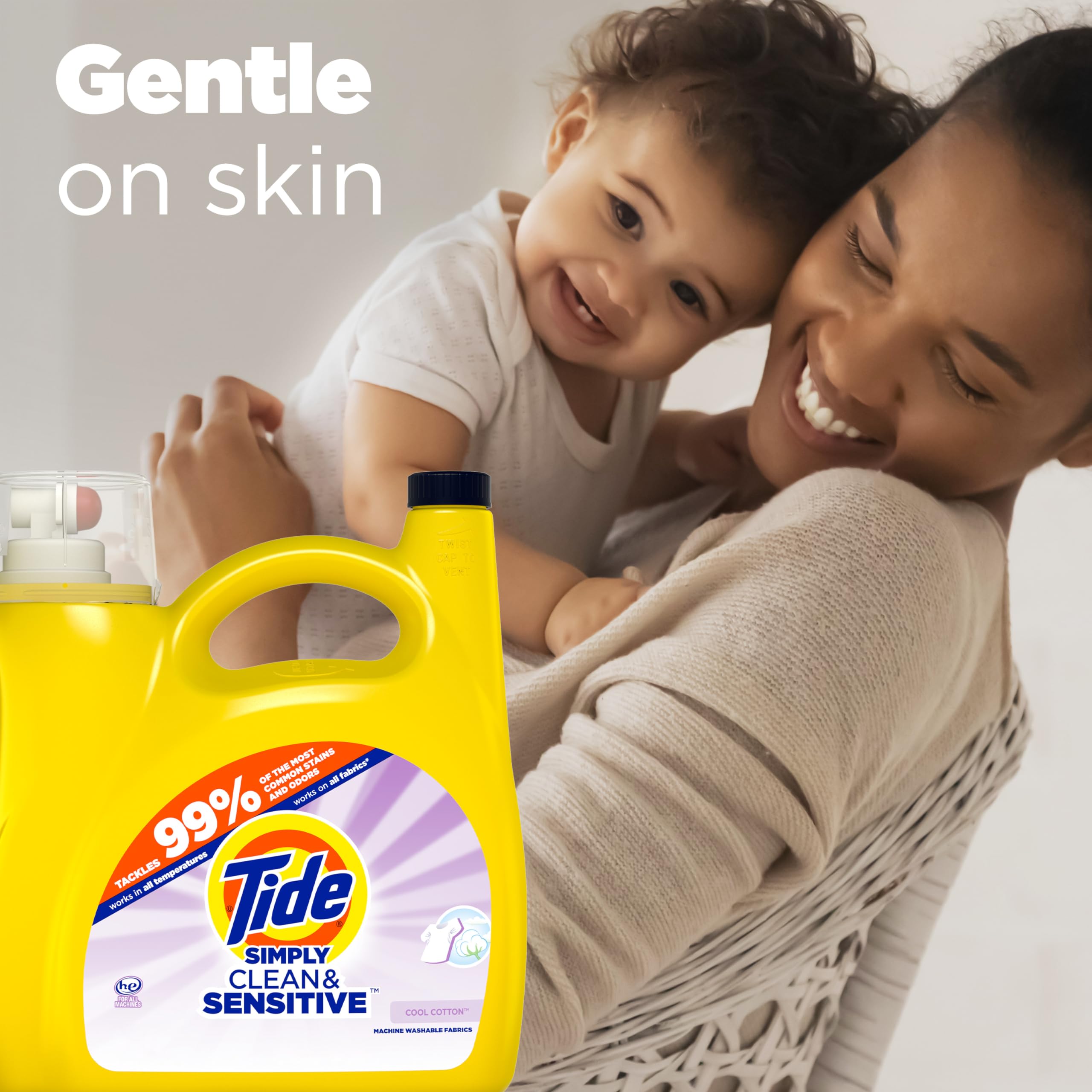 Tide Simply Clean & Sensitive Laundry Detergent, Cool Cotton Scent, 89 Loads, 117 Fl Oz, Tide Laundry Detergent, Laundry Soap