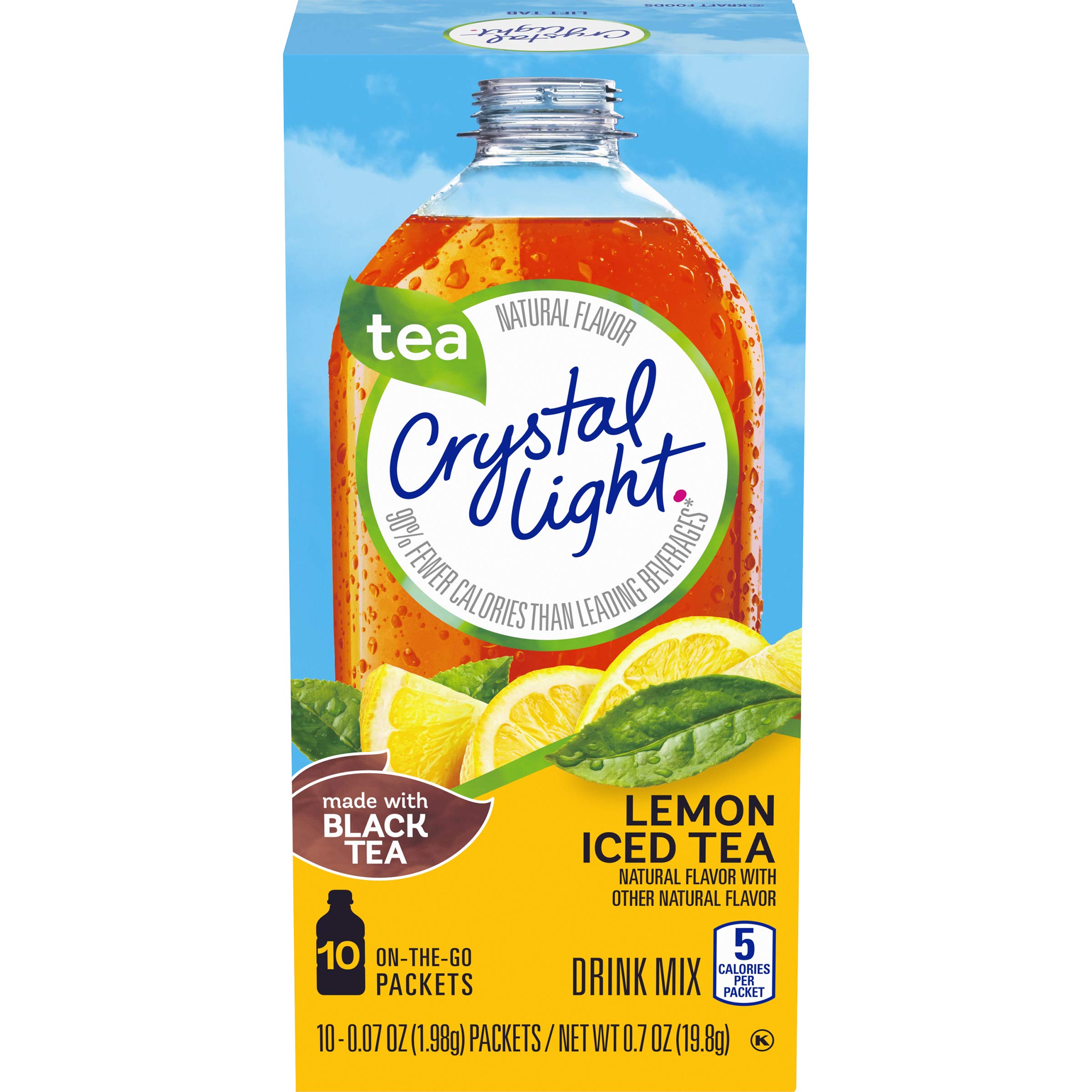 Crystal Light Drink Mix, Lemon Iced Tea, On The Go Packets, 10 Count