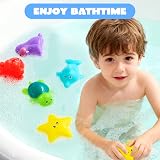 JOYIN Sea Animals Bath Toys 6 Pcs Sealed No-Hole Mold Free Squeezable Toys view 5