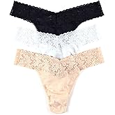 hanky panky - Supima Cotton Original Rise Thongs for Women | Lacy Lingerie, Cotton Panties | One Size (4-14) | 3 pack