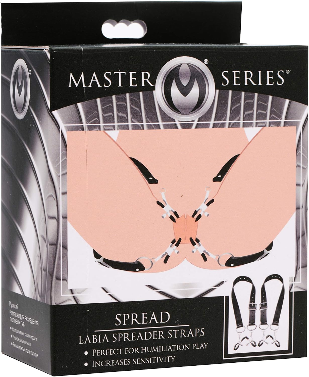 Spread Labia Spreader Straps with Clamps, Black