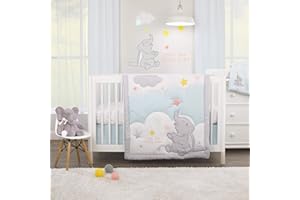 Disney Dumbo - Shine Bright Little Star Aqua, Grey, Yellow & Orange 3Piece Nursery Crib Bedding Set - Comforter, Fitted Crib Sheet, Dust Ruffle, Aqua, Grey, Yellow, Orange