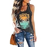 Womens Vintage Graphic Racerback Tank Tops Summer Beach Vacation Tank Cami Casual Loose Workout Yoga Tanks Vest