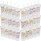 Uiifan 30 Pcs Bulk Christian Cups Gifts for Kids, 24oz Plastic Religious Jesus Cups with Bible Verse, Sunday School Gifts for Kids Children (White)