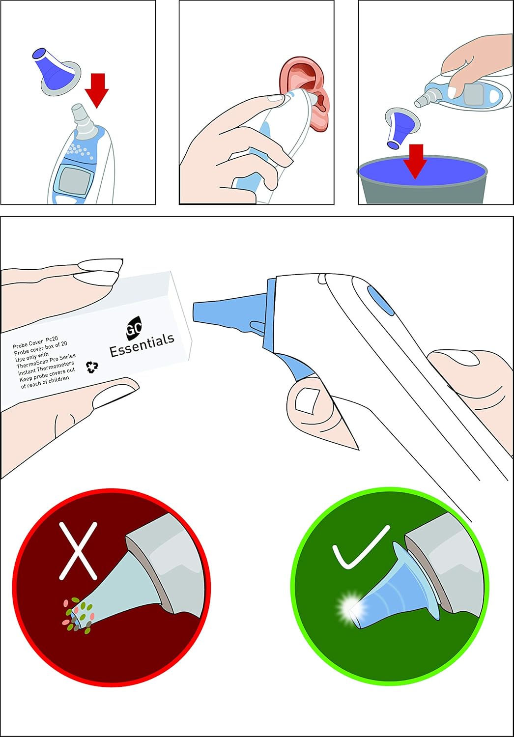 100 Ear Thermometer Probe Covers for All Braun ThermoScan Models and Other Digital Thermometers: Industrial & Scientific