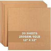 20 Sheets Brown Kraft Cardstock 12" x 12" 92lb Construction Paper | Uncle Paul Cover Card Stock Double-sided Heavyweight Thick Paper Perfect for Cricut, Scrapbook, Crafts, Card Making UAP34DB20