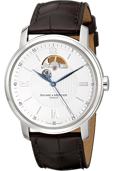 Amazon.com: Baume Mercier Classima Executives Silver Dial Leather  