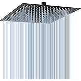 Voolan Oversize Rain Shower Head - High Flow Square Rainfall Showerhead - Waterfall Full Body Coverage - Universal Ceiling or