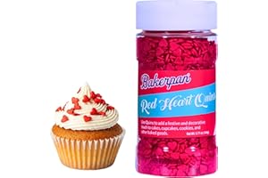 Bakerpan Red Heart Sprinkles for Cake Decorating, 5.77 Ounces Edible Hearts Confetti Sprinkles for Ice Cream, Cookies, Valentine's Cupcake Topper