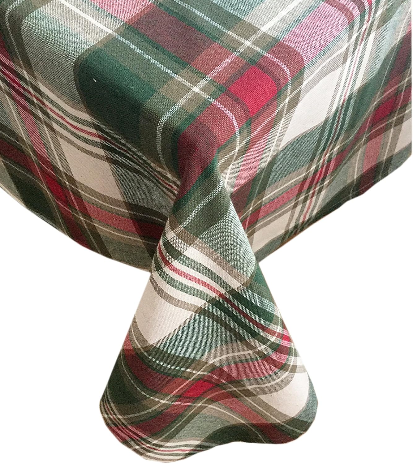 Trends Collection Christmas Cottage Plaid Cotton Weave Holiday Tablecloth, 60 " x 102" Oblong/Rectangle