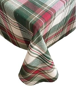 Trends Collection Christmas Cottage Plaid Cotton Weave Holiday Tablecloth, 60 " x 102" Oblong/Rectangle