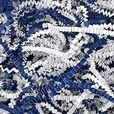 1LB Crinkle Cut Paper Shred Filler for Gift Box Bag and Basket On Holidays (Blue & White)