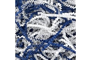 Corlcol 1LB Crinkle Cut Paper Shred Filler for Gift Box Bag and Basket On Holidays(Blue&White)