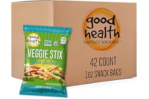 Good Health Crunchy Veggie Stix, Sea Salt (1 Oz Bags, 42 Count) Gluten Free Snacks, Great for Lunches or Snacking on The Go, Packed with Vitamins and Nutrients