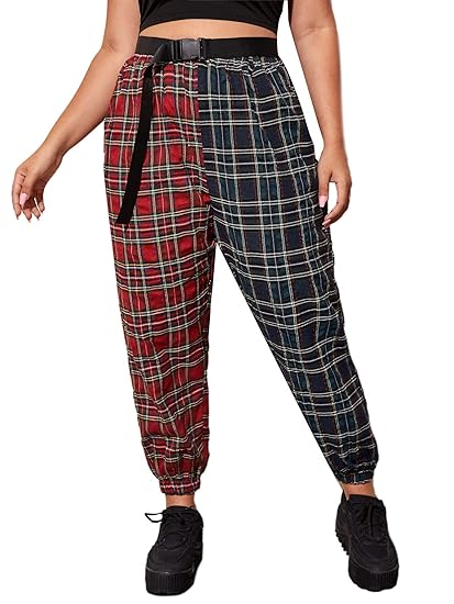 tartan trousers womens plus size