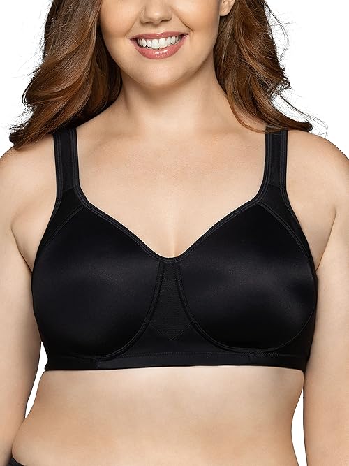 Vanity Fair womens Wireless Medium Impact Plus Size Padded Sports (36c-44ddd) Bra, Wireless - Black, 40DD US