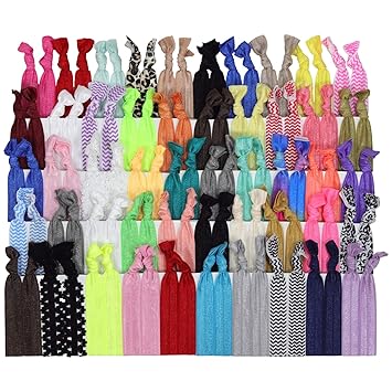 Amazon Com Kenz Laurenz 100 Hair Ties No Crease Ribbon Elastics