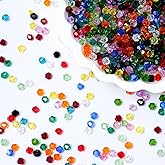 Kalumy 1000PCS Bicone Crystal Beads 4mm Glass Faceted Spacer Beads Bulk for Jewelry Making DIY Bracelets Necklace Earring Crafts (15 Colors)