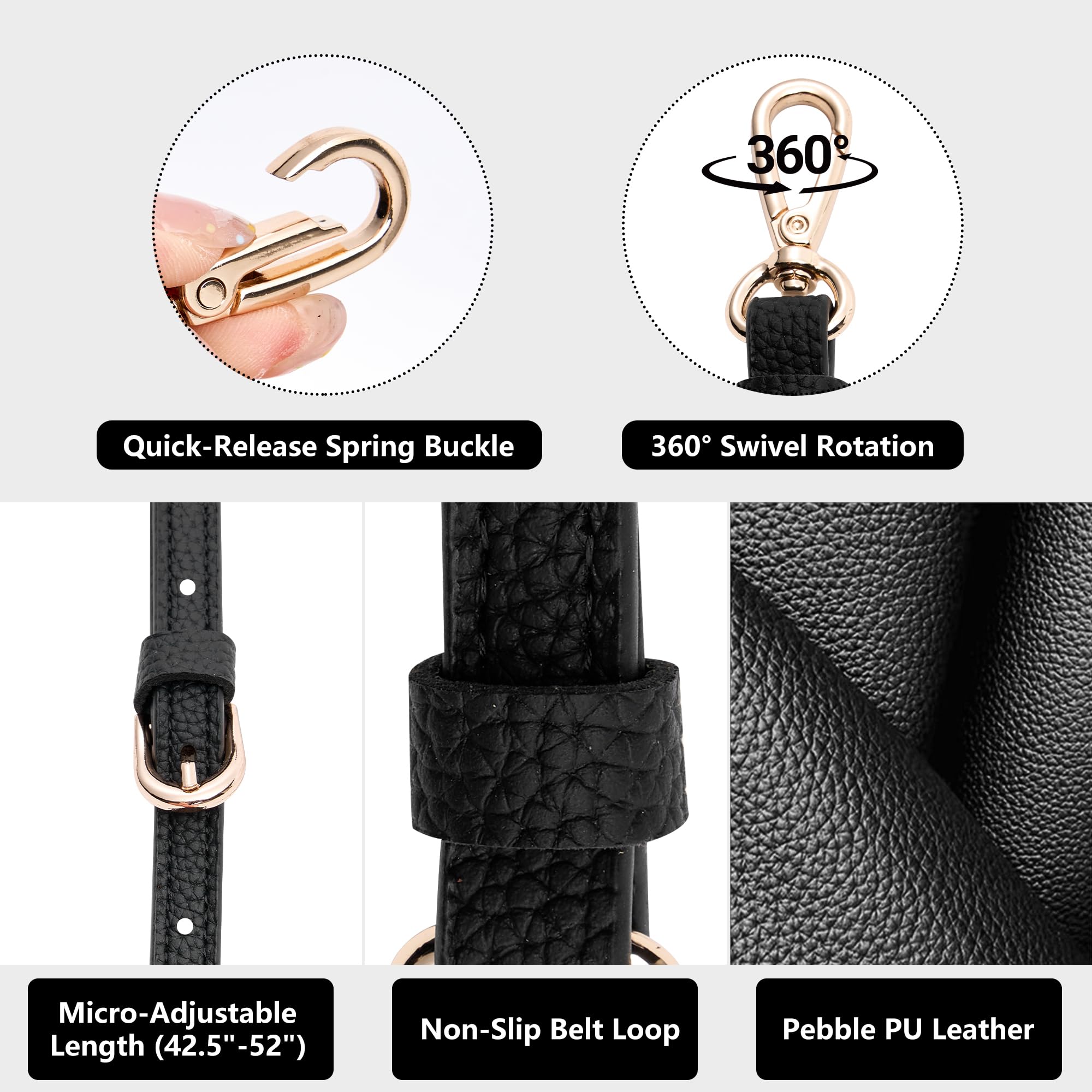 SEAVILIA PU Leather Purse Strap Replacement Crossbody Adjustable Long Thin Handmade Shoulder Handbags Strap