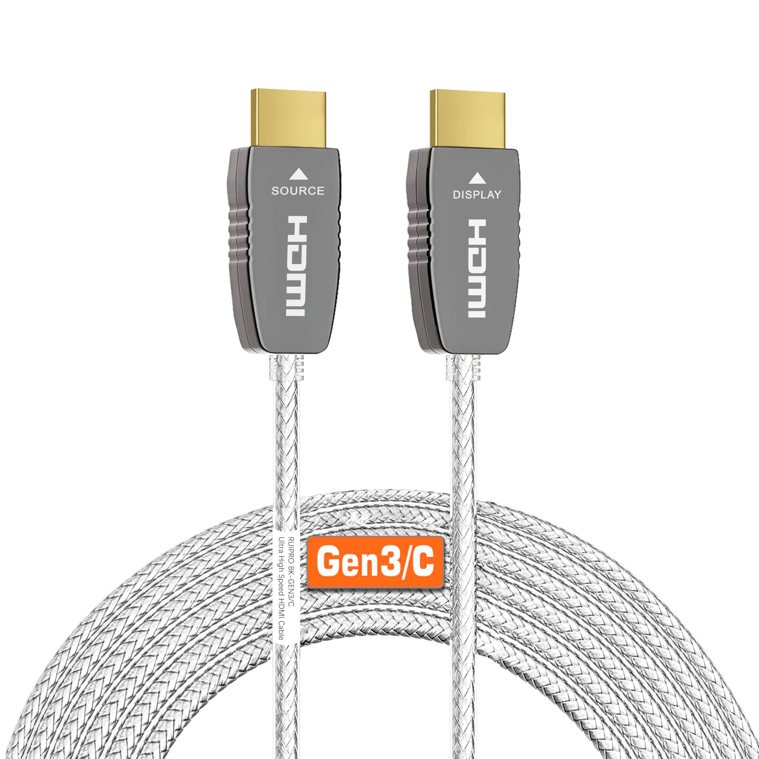 Photo 1 of RUIPRO Crystal 8K HDMI Ultra High Speed Latest 2.1b Certified Fiber Optic Cable 25 feet 8K60Hz 4K120Hz 48Gbps eARC HDR HDCP2.3 for RTX4080/4090/3080/3090 Xbox PS5 AVR Projector LG/Samsung/Sony