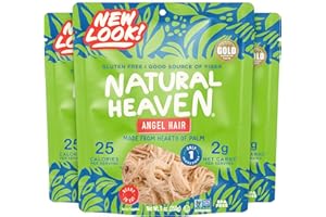Natural Heaven Angel Hair Pasta, Hearts of Palm, 3-Pack – Naturally Rich in Potassium, Low-Calorie Veggie Noodles, Keto & Gluten-Free Food, Vegan, 9 Oz Ea