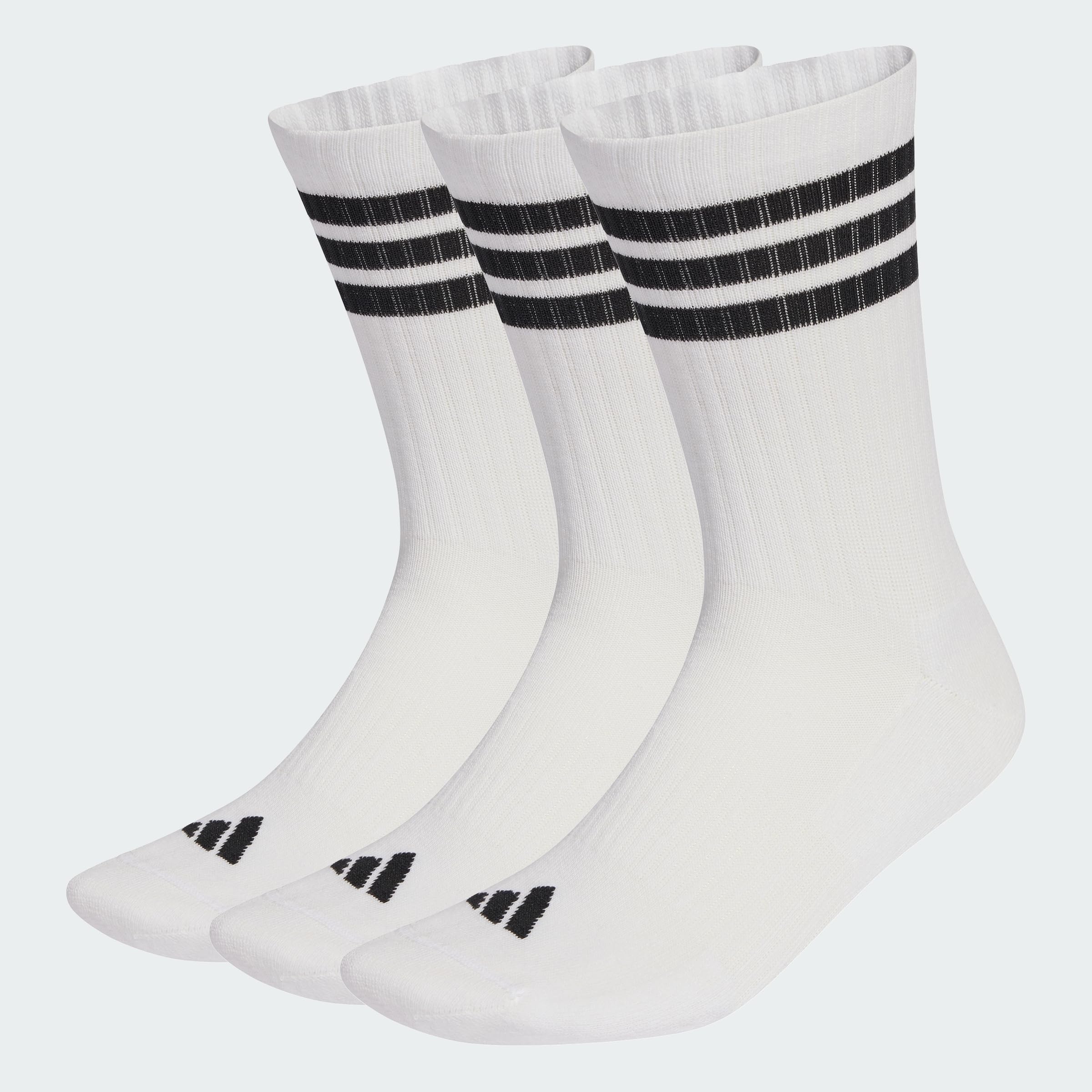adidas Unisex 3Stripes Cushioned Sportswear Crew Socks 3 Pair Pack, white/black/black, 40-42