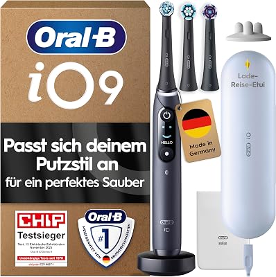iO Series 9 Elektrische Zahnbürste, Individuell angetriebene Borsten, Runder Bürstenkopf, Akku