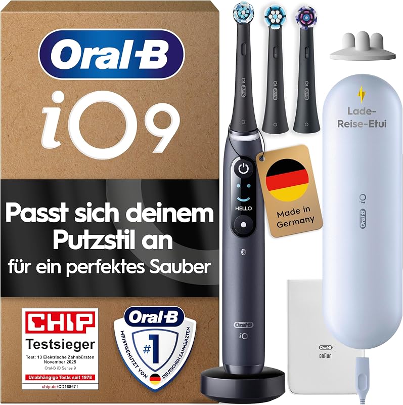 iO Series 9 Elektrische Zahnbürste, Individuell angetriebene Borsten, Runder Bürstenkopf, Akku