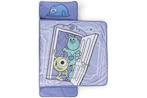 Jay Franco Kids Nap Mat with Embedded Pillow & Blanket – Soft 46"x20" Microfiber Sleeping Bag with Name Tag & Handle for Scho