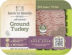 Farm to Family by Butterball, Fresh 93%/7% Lean Ground Turkey, No Antibiotics Ever, 1 lb