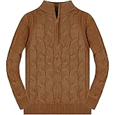 Ciaorbis Boys 1/4 Zip Pullover Sweater Long Sleeve Solid Cable Knit Top Fall Winter Jumper 4-14Y