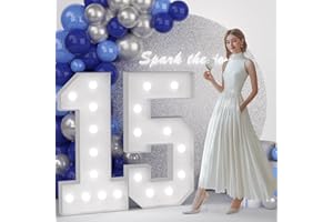JoyMuse 4FT 15 Marquee Numbers, Large Light Up Numbers 15 for 15th Birthday Decorations Cool White Light Number 15 for Anniversary Birthday Party Decor