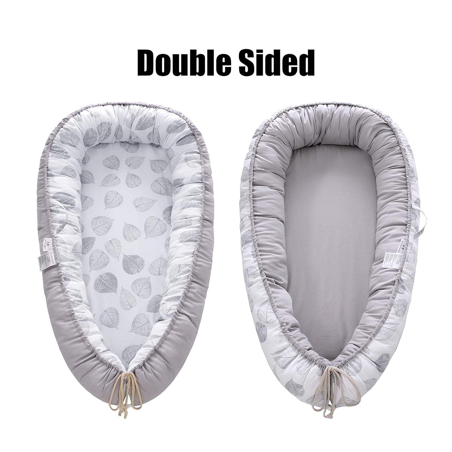 Baby Lounger, Baby Lounger Cosleeper and Baby Nest, Portable 100% Organic Soft Cotton Baby Loungers Pillow Crib, Machine Washable Breathable Newborn Lounger Baby Nest for Cosleeping (Grey Leaf): Baby