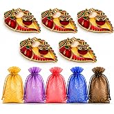 LOVENSPIRE Acrylic Decorative Ganesh Shankh Haldi Kumkum Holder for Pooja Thali &ndash; Return Gifts for Wedding, Housewarming Items &amp; Indian Festival Ceremonies 5 Pcs